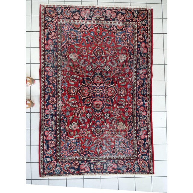 1920s, Handmade 1920s Persian Kashan Rug 4.4' X 6.10' For Sale - Image 9 of 11