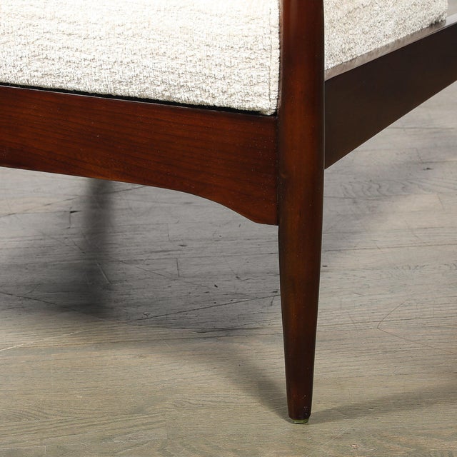 1960s Pair of Mid-Century Modern Walnut Armchairs With Off-White Textural Upholstery For Sale - Image 5 of 18