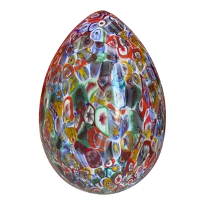 Floral Multicolor Murano Style Glass Egg Small Table Lamp
