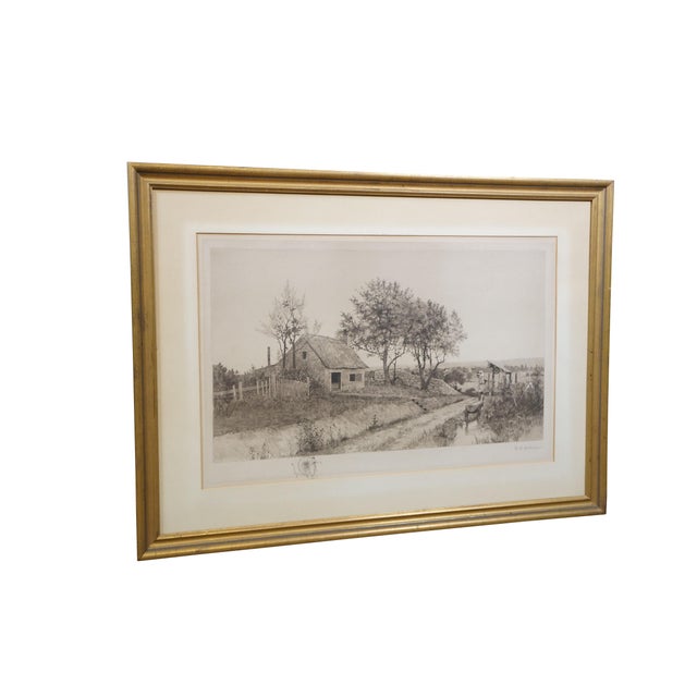Farmhouse Antique John Octavius Anderson Signed Dear Sweet Spot Home Etching 37" For Sale - Image 3 of 12
