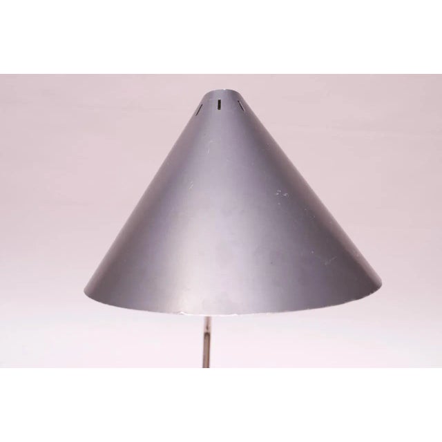 Hala Zeist Dutch Chrome and Painted Gray Metal Task Lamp with Oversized Shade by Hala For Sale - Image 4 of 13