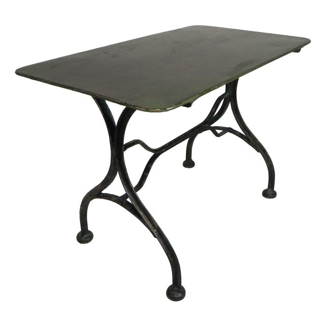 Steel Garden Bistro Table with Curved T-Profiles, 1950s For Sale