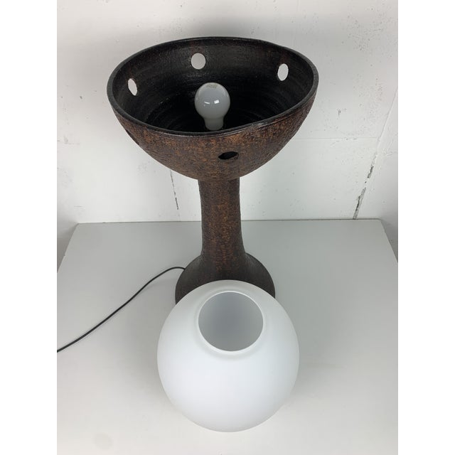 1960s Mid-Century Brutalist Dutch Ceramic Mushroom Floor Lamp, 1960s For Sale - Image 5 of 11