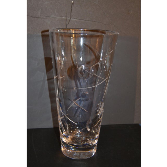 Royal Doulton Cut Crystal Vase With Bubbles And Etching England
