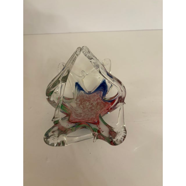 Glass Vintage Hand Blown Glass Murano Art Basket For Sale - Image 7 of 12