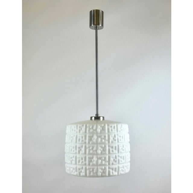 Mid-Century Czech Milk Glass Pendant Lamp from Napako, 1960s For Sale - Image 11 of 11