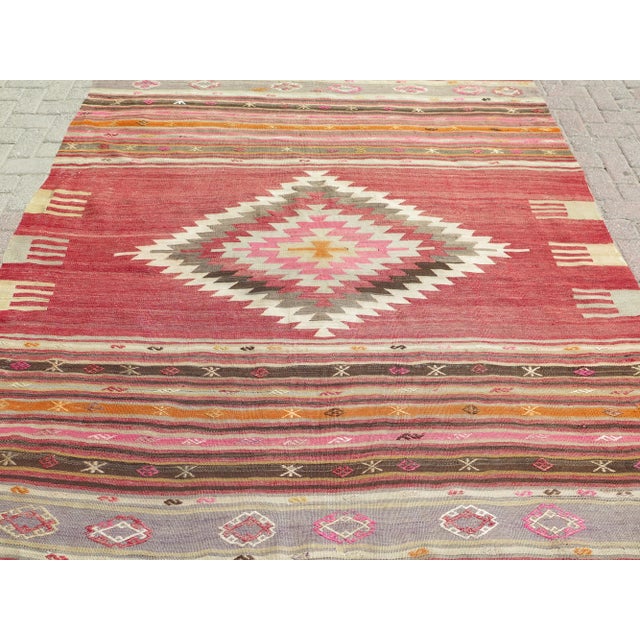 Mid-Century Modern Mid 20th Century 60s Turkish Rugs for Living Room Kilim Area Rug For Sale - Image 3 of 11