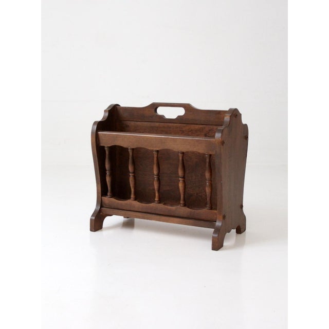 Mid-Century Modern Mid-Century Colonial Style Wood Magazine Rack For Sale - Image 3 of 11