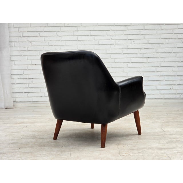 Danish Armchair in Artificial Leather and Teak Wood Legs, 1970s For Sale - Image 9 of 18