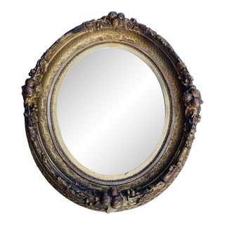 Antique Gold Gilt Oval Mirror For Sale