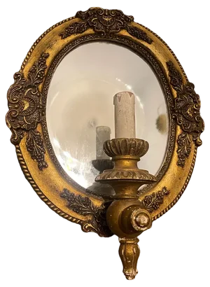 Italian Gold Gilded Wooden Mirror Sconce, 1950s