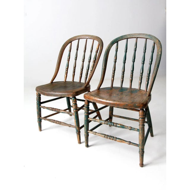 Antique Windsor Chairs Pair For Sale - Image 6 of 13