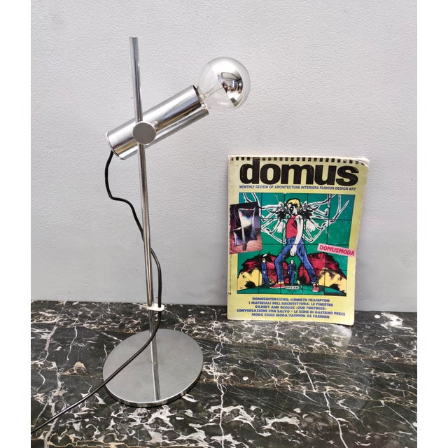 Vintage Chrome-Plated Brass Desk Lamp by Giuseppe Ostuni for O-Luce, 1960s For Sale - Image 4 of 15