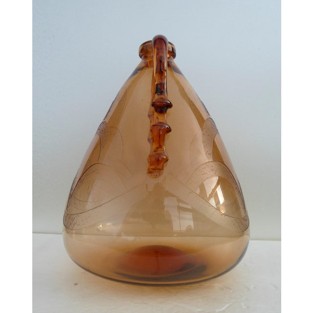 1920s Italian Art Glass Art Deco Murano with Cameo Etched Pattern Vase attributed to Cappellin Vittorio Zecchin For Sale - Image 5 of 17