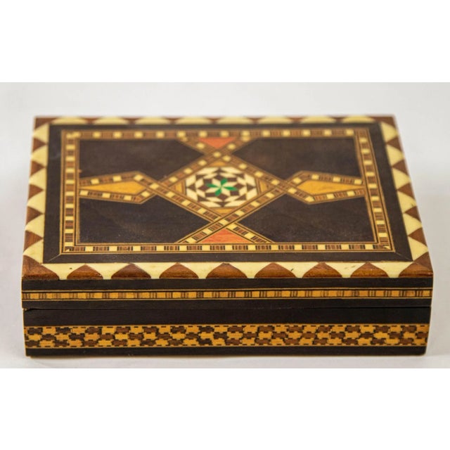 Moorish Spain Inlaid Marquetry Mosaic Box 1950's For Sale - Image 11 of 12