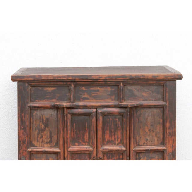 Antique Provincial 2 Door Rustic Asian Cabinet For Sale - Image 4 of 11