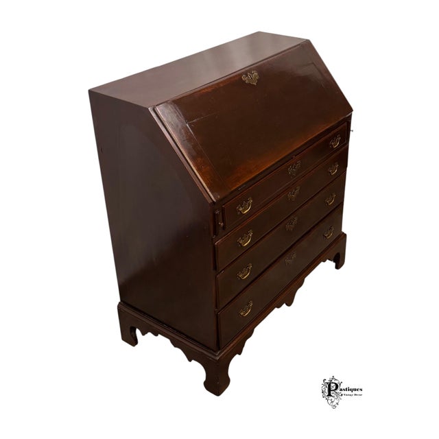 Brown Antique Chippendale Style Mahogany Secretary Desk For Sale - Image 8 of 11