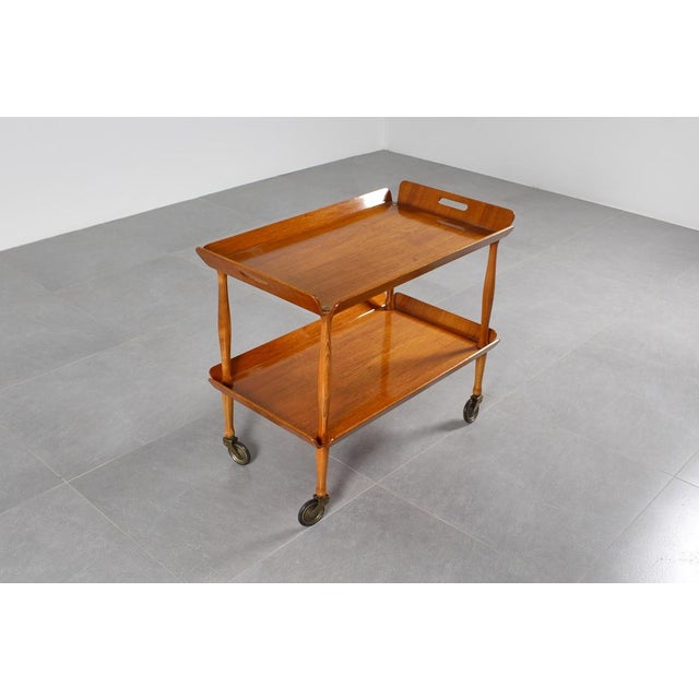 Vintage Italian Serving Cart in Bent Plywood, 1950s For Sale - Image 3 of 18