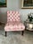 These oversized, tufted Martha Stewart slipper chairs are beautiful and in very good condition. The cream background and...