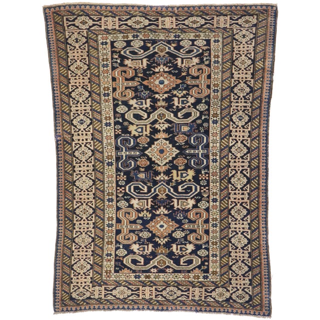 Antique Caucasian Shirvan Kuba Rug, 03'02 X 04'04 For Sale - Image 9 of 9
