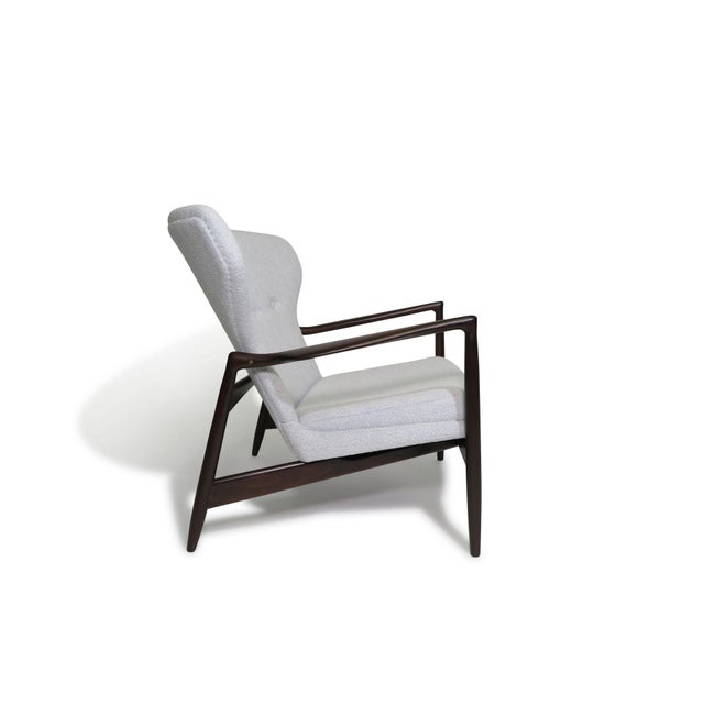 Mid 20th Century Restored Ib Kofod Larsen Highback Lounge Chair and Ottoman in New Fabric For Sale - Image 4 of 14