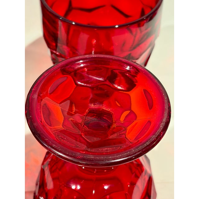 Viking Glass Company Vintage Viking Georgian Honeycomb Thumbprint Goblets Ruby Red - Set of 4 For Sale - Image 4 of 7