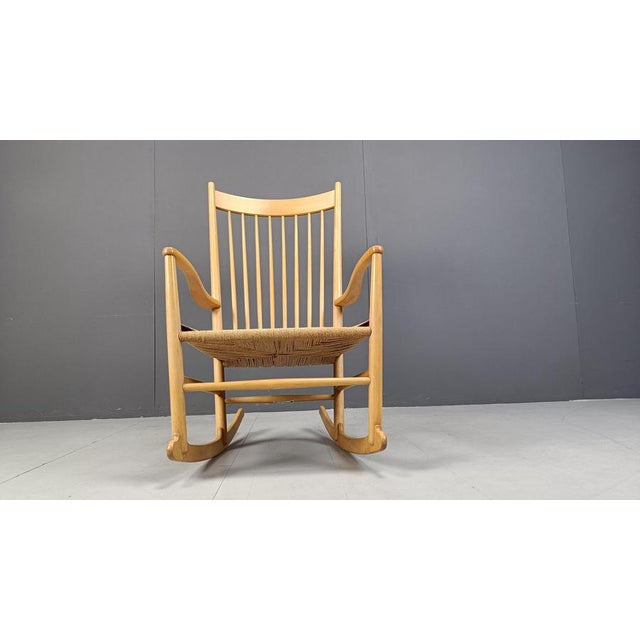 Tan J16 Rocking Chair by Hans Wegner for FDB Mobler, 1960s For Sale - Image 8 of 10