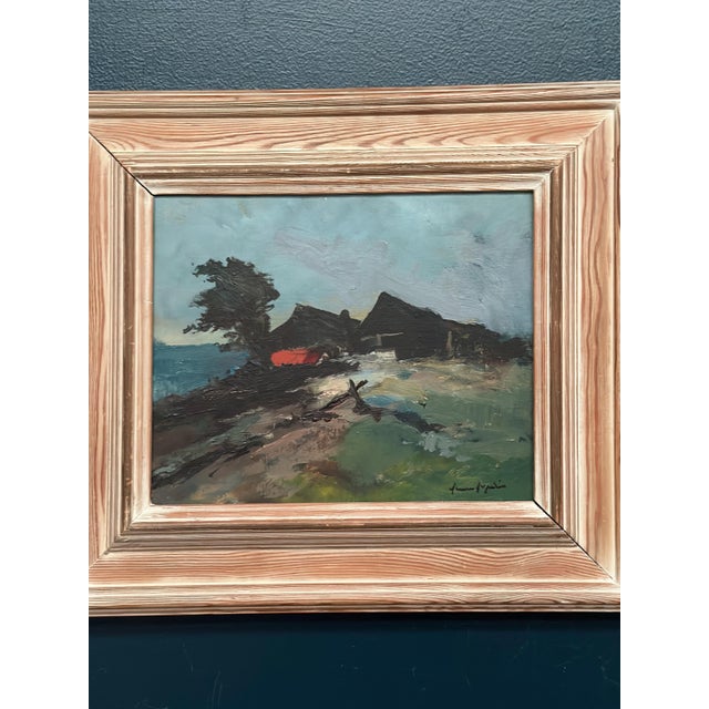 Arne Aspelin, Coastal Landscape with Cottage, 1960s, Oil on Panel, Framed For Sale - Image 4 of 14
