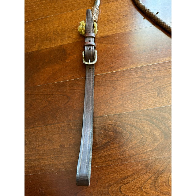Vintage English 80” Braided Plaited Leather, Stainless Steel Equestrian Horse Rein For Sale In Los Angeles - Image 6 of 16