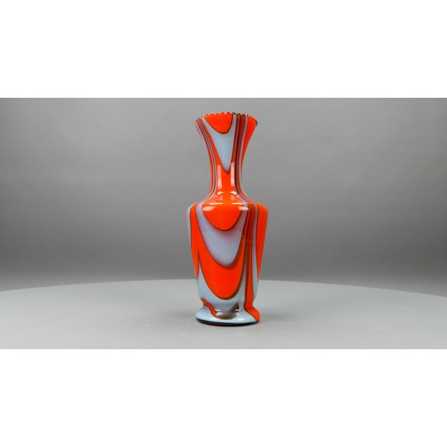 Italian Opaline Florence Glass Vase in Red and Grey, 1970s For Sale - Image 14 of 15