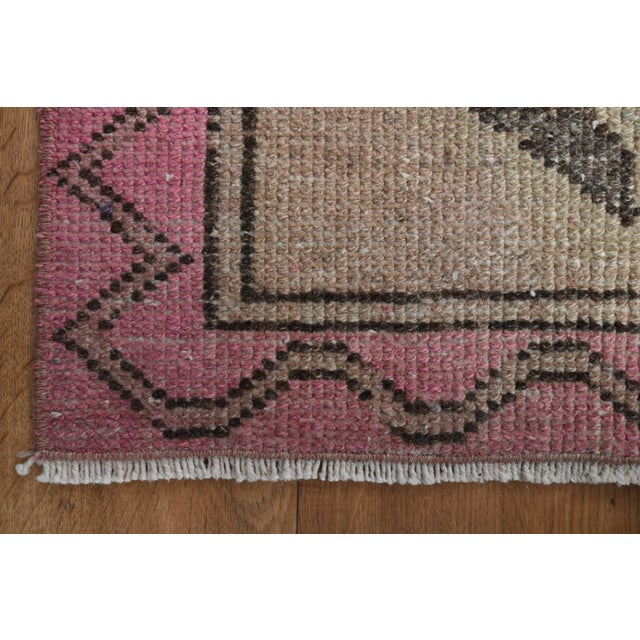 Beige 1970s Vintage Handmade Wool Cotton Turkish Beige Runner Rug For Sale - Image 8 of 11