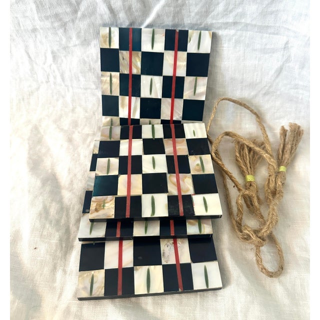 Contemporary Anthropologie Mother of Pearl Coasters Set of 4 For Sale - Image 3 of 5