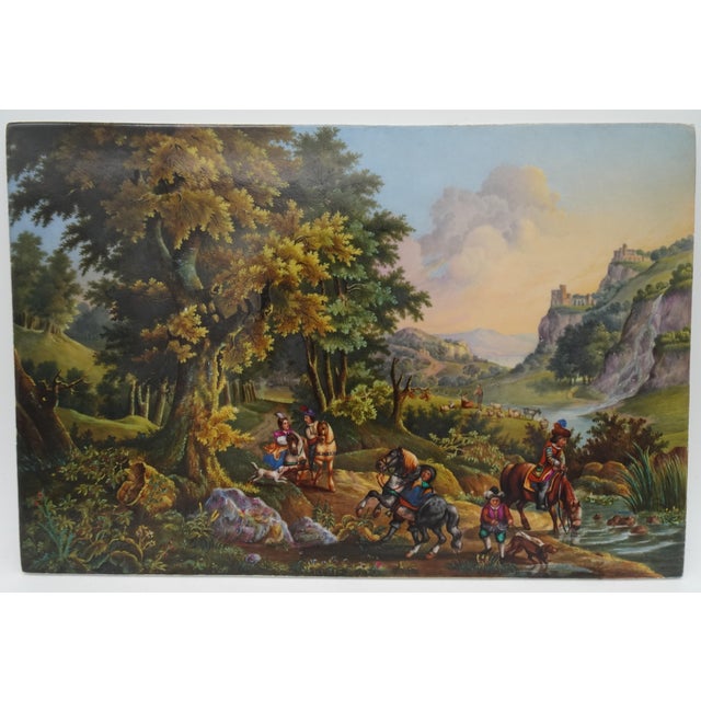 Andre Alfred, Animated Landscape, 1834, Painting on Paris Porcelain For Sale - Image 4 of 18