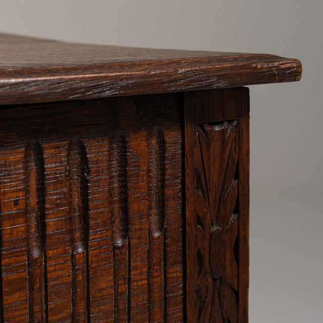 19th Century France Rich Walnut Brown Carved Walnut Side Table With Drawer For Sale - Image 11 of 11