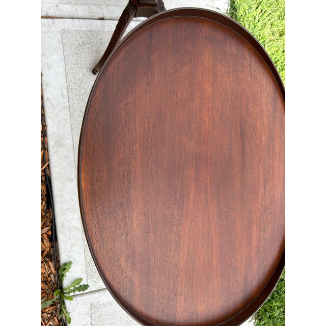 Traditional Pair of 1940s Mersman Duncan Phyfe Style Mahogany Lyre Base Side Tables / End Tables For Sale - Image 3 of 6