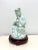Wood Andrea by Sadek Blue Porcelain Buddha Figurine on Stand For Sale - Image 7 of 11