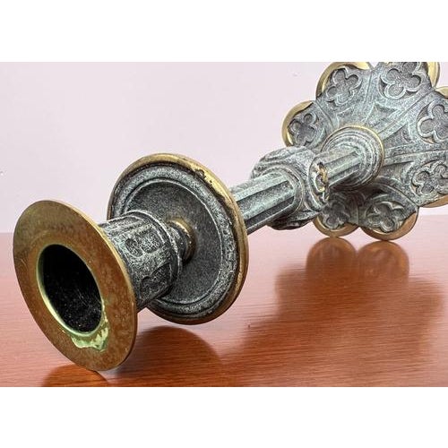 Vintage Style Ornate Religious Cross with Candleholders, Set of 3 For Sale - Image 14 of 15