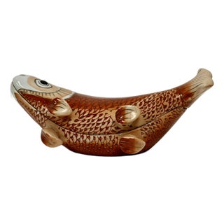 Vintage Chinese Hand Painted Carp/Koi Fish Box With Lid For Sale