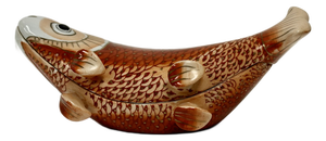 Vintage Chinese Hand Painted Carp/Koi Fish Box With Lid