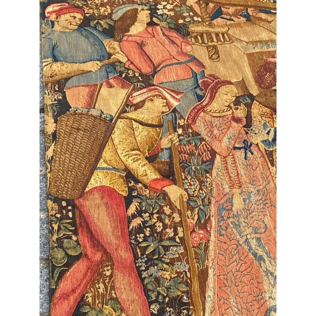 Vintage French Hand Printed Tapestry For Sale - Image 10 of 18