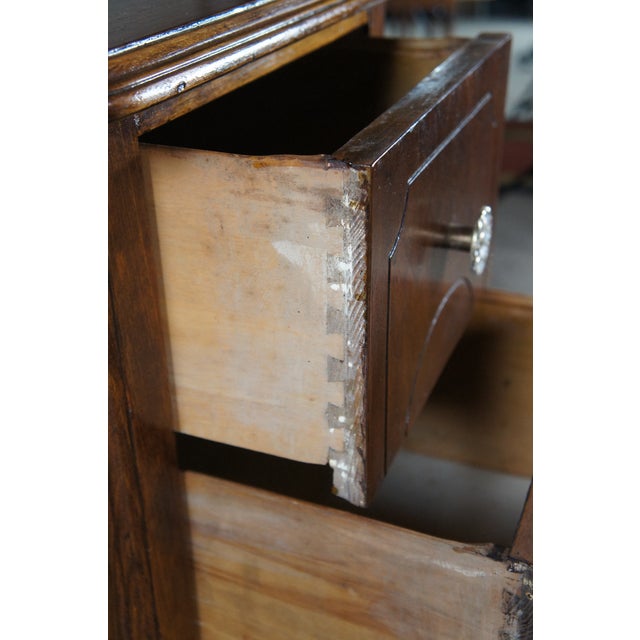 Antique Walnut Dressing Table Vanity Desk W Trifold Mirror 68" For Sale - Image 10 of 12