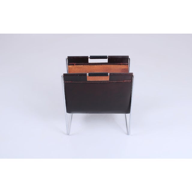 Mid-Century Modern Dadime Leather Magazine Holder by Brabantia, 1970s For Sale - Image 3 of 14