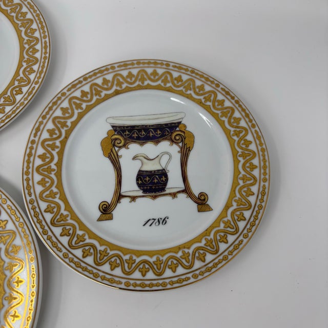 Set of 4 vintage I. Godinger porcelain accent/salad plates featuring detailed antique bathroom motifs (bathtubs &...