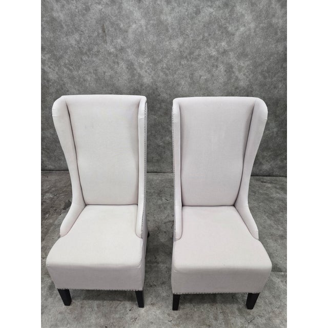 Cream Contemporary High Back Dining Chairs - Pair For Sale - Image 8 of 9