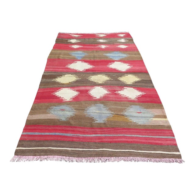 Vintage Turkish Kilim Rug - 57" X 96" For Sale