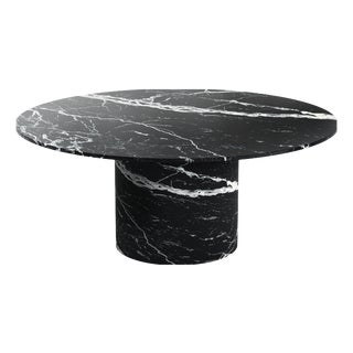Ocel Round Dining Table in Nero Maquina Marble from Stone Valley For Sale