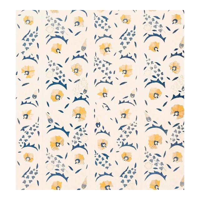 1 Yard of Robert Kime Susani Fabric in Blue/Yellow For Sale