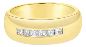 Mens Princess Cut Diamond Wedding Band .50cttw 14k Yellow Gold, Size 8