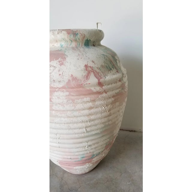 Vintage Ribbed Design Art Pottery Vase For Sale - Image 4 of 13