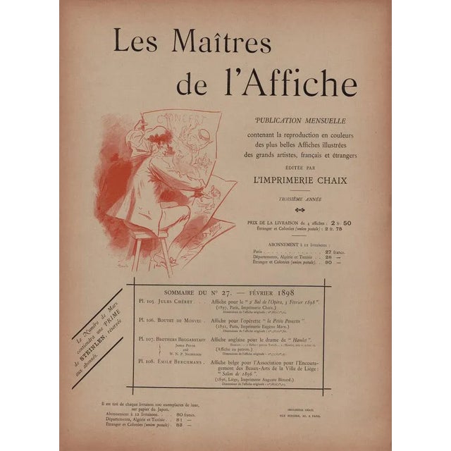 Émile Berchmans, Association pour l'Encouragement des Beaux-Arts from Les Maîtres de L'Affiche, 1898, Original Lithograph For Sale - Image 11 of 12